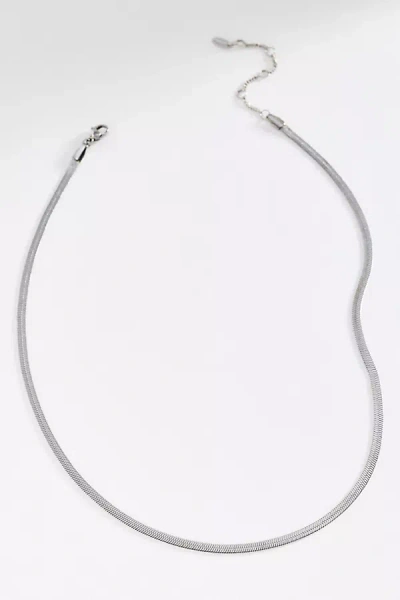 By Anthropologie Water Resistant Herringbone Necklace In Metallic