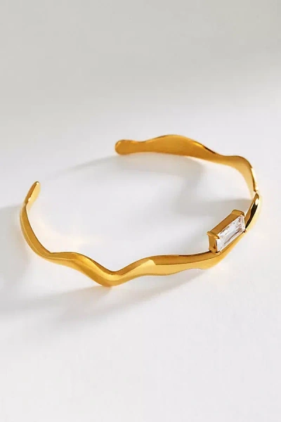 By Anthropologie Water Resistant Wavy Cuff Bracelet In Gold