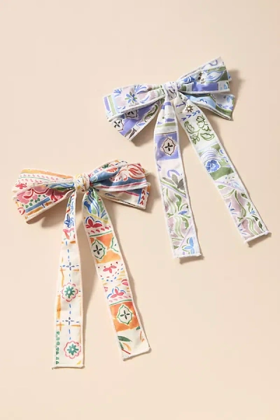 By Anthropologie Watercolor Hair Bows, Set Of 2 In Multi
