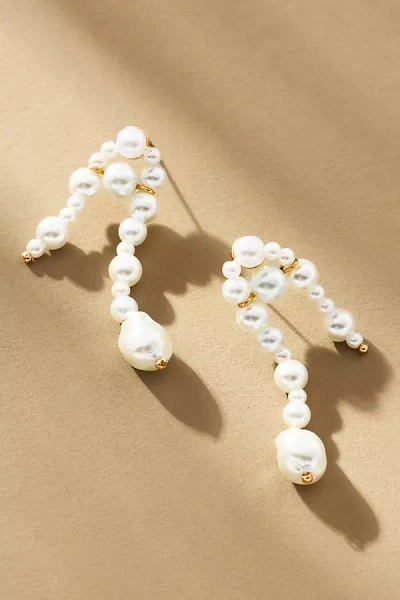 By Anthropologie Waterfall Pearl Drop Earrings In White