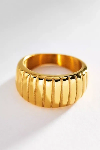 By Anthropologie Water-resistant Chunky Ribbed Ring In Gold