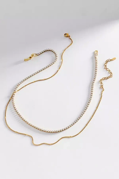 By Anthropologie Water-resistant Layering Necklaces, Set Of 2 In Gold