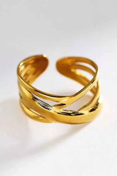 By Anthropologie Water-resistant Open Stacked Band Ring In Gold