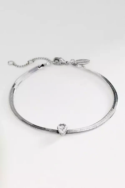 By Anthropologie Water-resistant Snake Chain Crystal Bracelet In Metallic