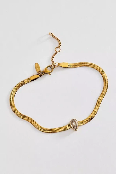 By Anthropologie Water-resistant Snake Chain Crystal Bracelet In Pink
