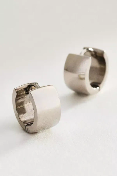 By Anthropologie Water-resistant Thick Huggie Hoop Earrings In Metallic