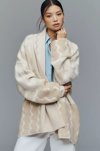 By Anthropologie Wave Textured Cardigan In Sand