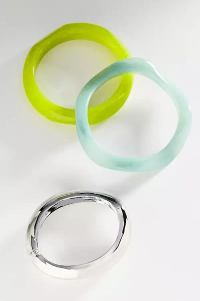 By Anthropologie Wavy Bangle Bracelets, Set Of 3 In Multi