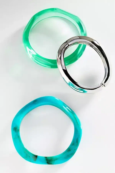 By Anthropologie Wavy Bangle Bracelets, Set Of 3 In Multi