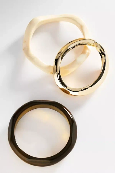 By Anthropologie Wavy Bangle Bracelets, Set Of 3 In Multi