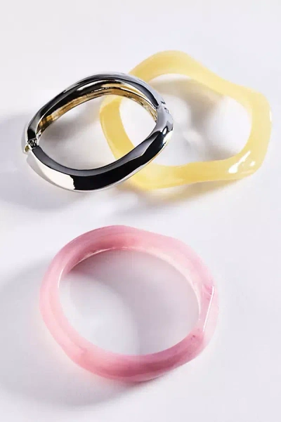 By Anthropologie Wavy Bangle Bracelets, Set Of 3 In Pattern