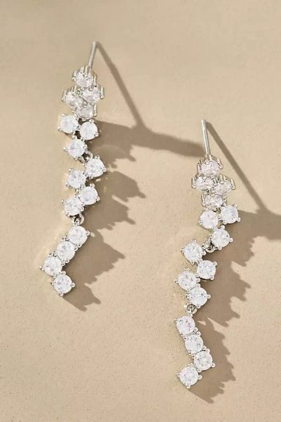 By Anthropologie Wavy Crystal Drop Earrings In Transparent