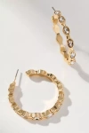 By Anthropologie Wavy Crystal Hoop Earrings In Gold