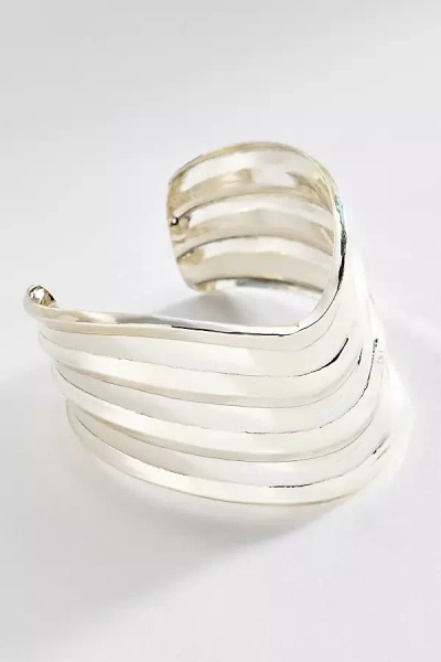 By Anthropologie Wavy Cuff Bracelet In Silver