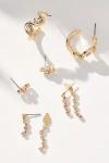 By Anthropologie Wavy Huggie Hoop Earrings, Set Of 3 In Gold
