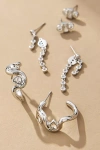 By Anthropologie Wavy Huggie Hoop Earrings, Set Of 3 In Silver