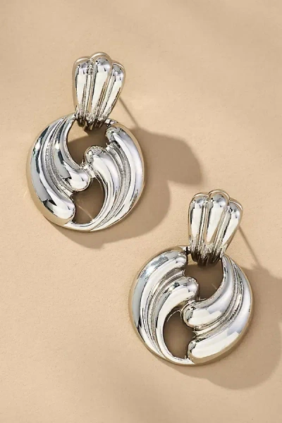 By Anthropologie Wavy Metal Doorknock Earrings In Silver