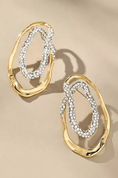 By Anthropologie Wavy Mixed Metal Earrings In Gold