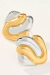 By Anthropologie Wavy Mixed Metal Post Earrings In Multicolor