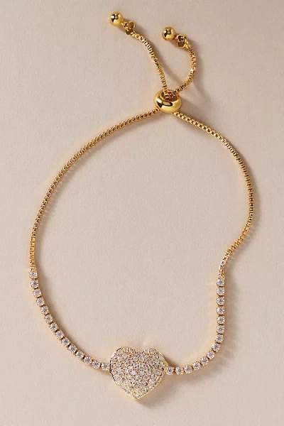 By Anthropologie Weddings By Anthropologie All My Love Sparkle Heart Bracelet In Gold
