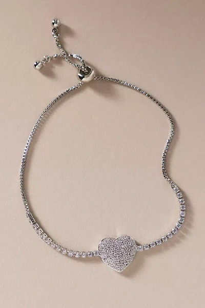 By Anthropologie Weddings By Anthropologie All My Love Sparkle Heart Bracelet In Silver