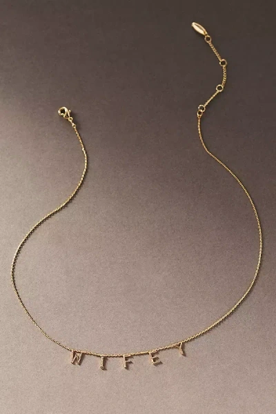 By Anthropologie Weddings By Anthropologie Blocked Wifey Necklace In Gold