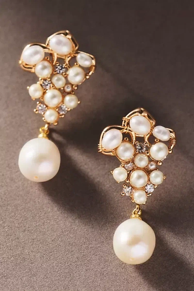By Anthropologie Weddings By Anthropologie Clustered Pearl Crystal Earrings In Gold