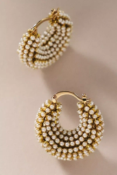 By Anthropologie Weddings By Anthropologie Pavé Pearl Hoop Earrings In Gold