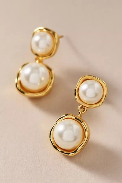 By Anthropologie Weddings By Anthropologie Pearl Bezel Drop Earrings In Gold