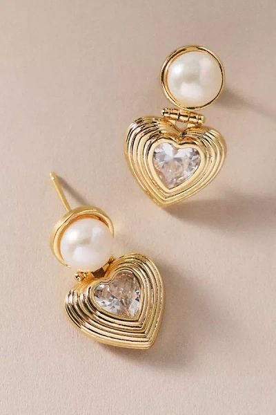 By Anthropologie Weddings By Anthropologie Pearl Heart Drop Earrings In Gold