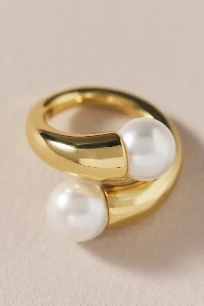 By Anthropologie Weddings Chunky Twist Pearl Ring In Gold