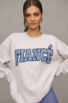 By Anthropologie Weddings Fiancé Patch Crew-neck Sweatshirt In Grey