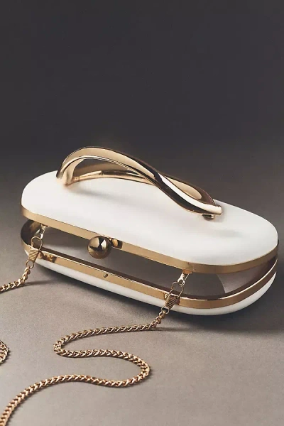By Anthropologie Weddings Gold Accent Clutch In White