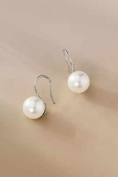 By Anthropologie Weddings Medium Pearl Fishhook Earrings In Silver