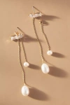 By Anthropologie Weddings Pearl & Crystal Front-back Drop Earrings In Gold