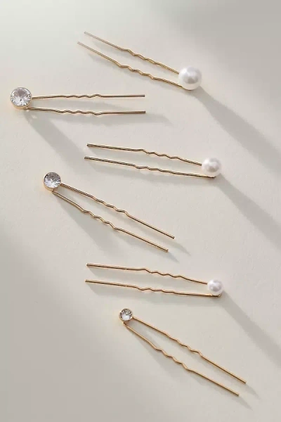 By Anthropologie Weddings Pearl & Crystal Hair Pins, Set Of 6 In White