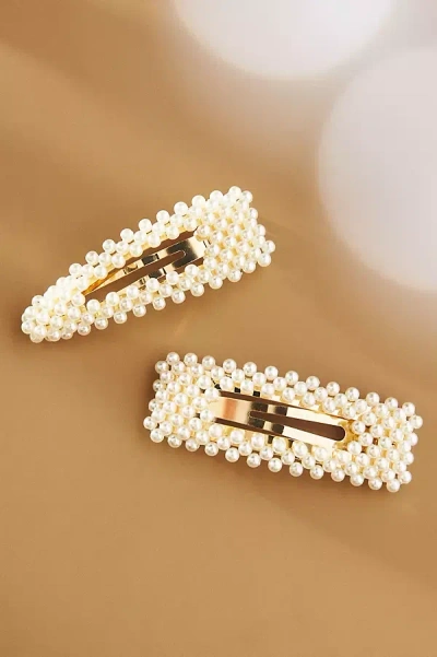 By Anthropologie Weddings Pearl Barrettes, Set Of 2 In White