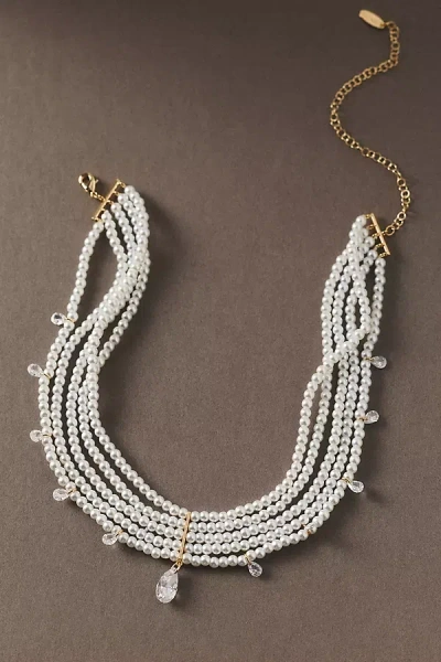 By Anthropologie Weddings Pearl Drop Choker Necklace In White