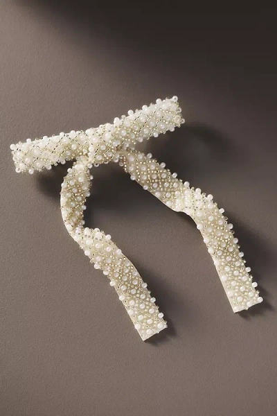 By Anthropologie Weddings Pearl Embellished Hair Bow Barrette In White
