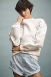 By Anthropologie Weddings Pearl " I Do" Bow Crew-neck Sweatshirt In Blue