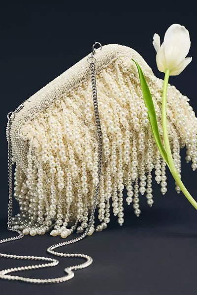 By Anthropologie Weddings Remi Fringe Clutch In White