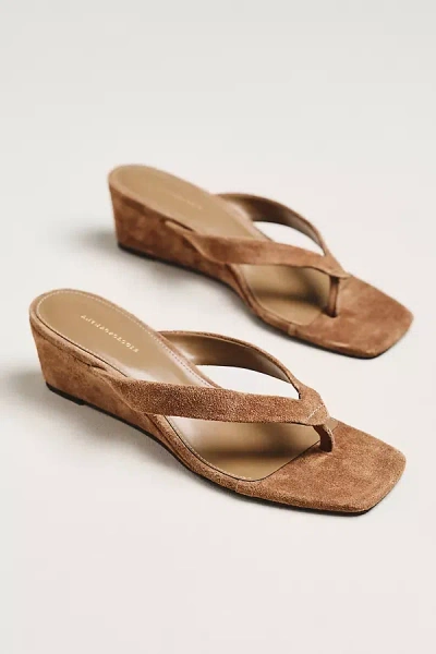 By Anthropologie Wedge Thong Heels In Brown