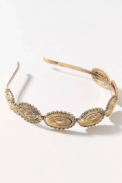 By Anthropologie Western Metal Headband In Yellow