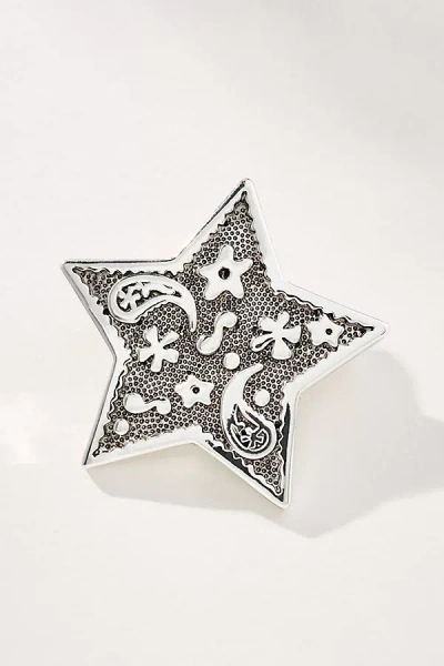 By Anthropologie Western-theme Filigree Brooch In Silver
