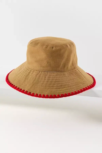 By Anthropologie Whipstitch Bucket Hat In Brown