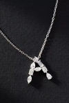 By Anthropologie White Gold Diamond Monogram Necklace In Alphabet