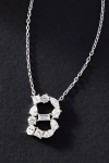 By Anthropologie White Gold Diamond Monogram Necklace In Multicolor