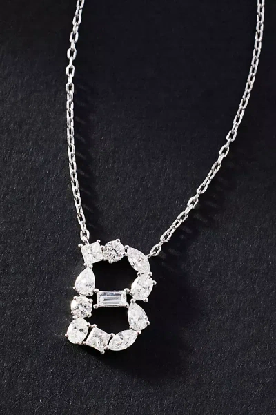 By Anthropologie White Gold Diamond Monogram Necklace In Multicolor