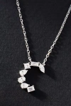 By Anthropologie White Gold Diamond Monogram Necklace In Multicolor