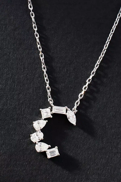 By Anthropologie White Gold Diamond Monogram Necklace In Multicolor
